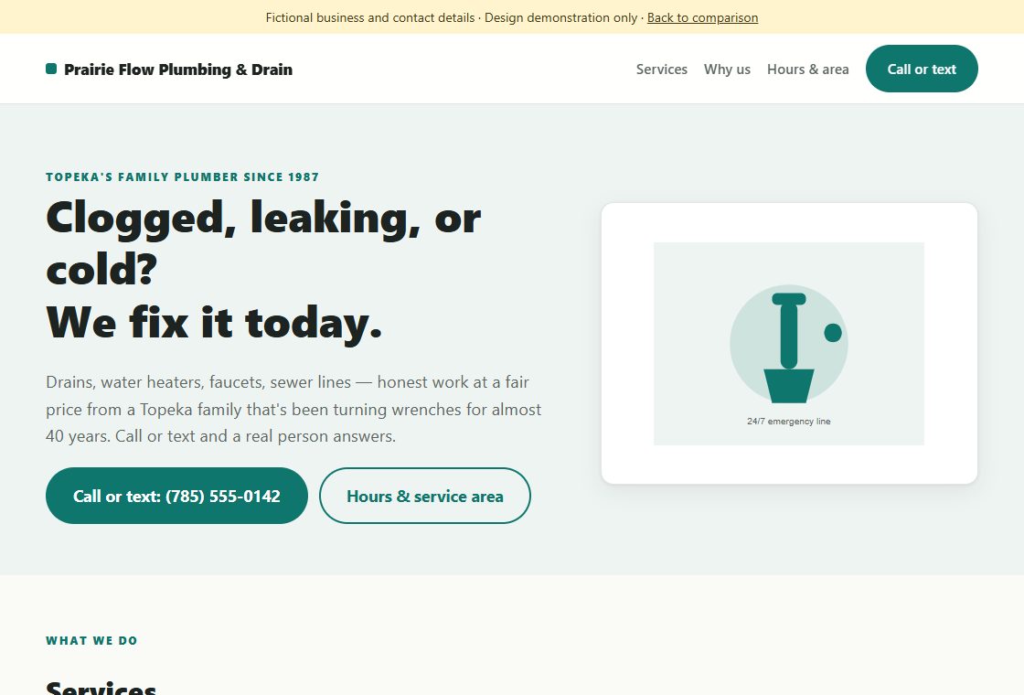 Preview of the existing fictional home services website