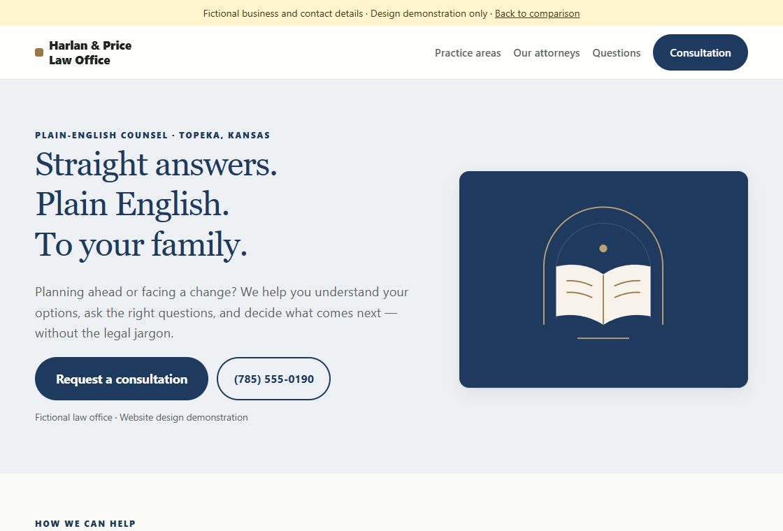 Preview of the existing fictional professional website